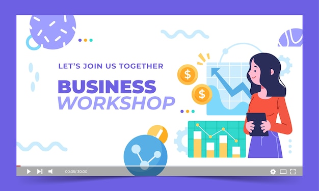 Free vector hand drawn business workshop  youtube thumbnail