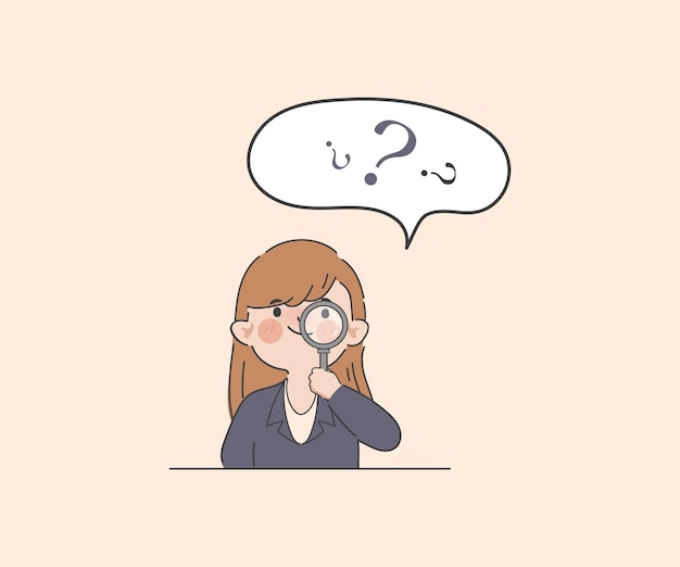 Free Vector | Hand drawn businesswoman using a magnifier find something  clipart gesture character