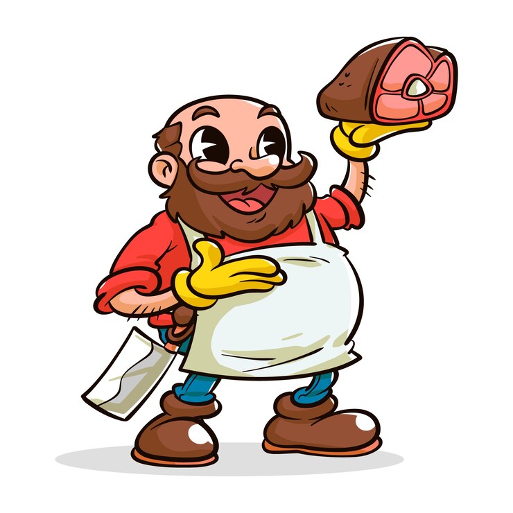 Free Vector hand drawn butcher cartoon illustration
