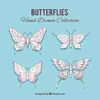 Free vector hand drawn butterflies set