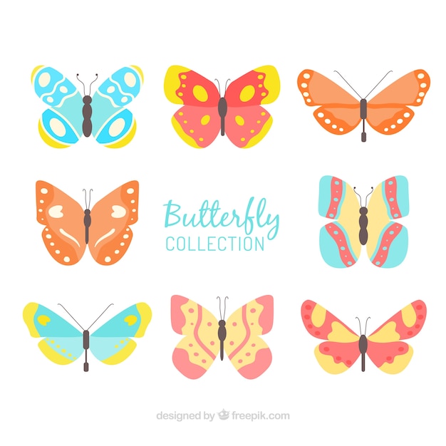 Free vector hand drawn butterflies in soft colors