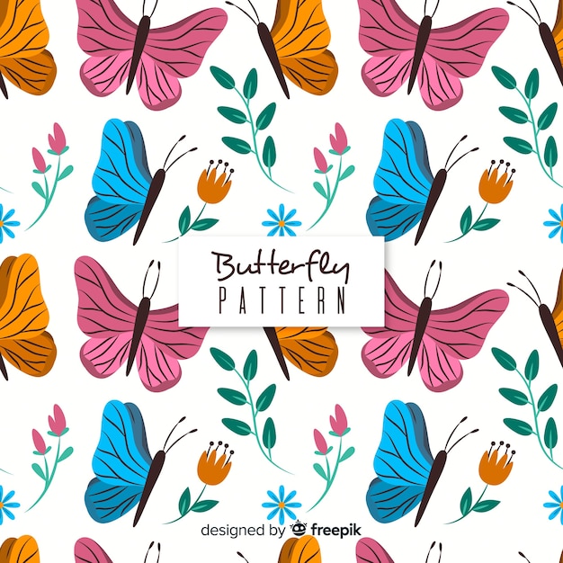 Hand drawn butterfly background