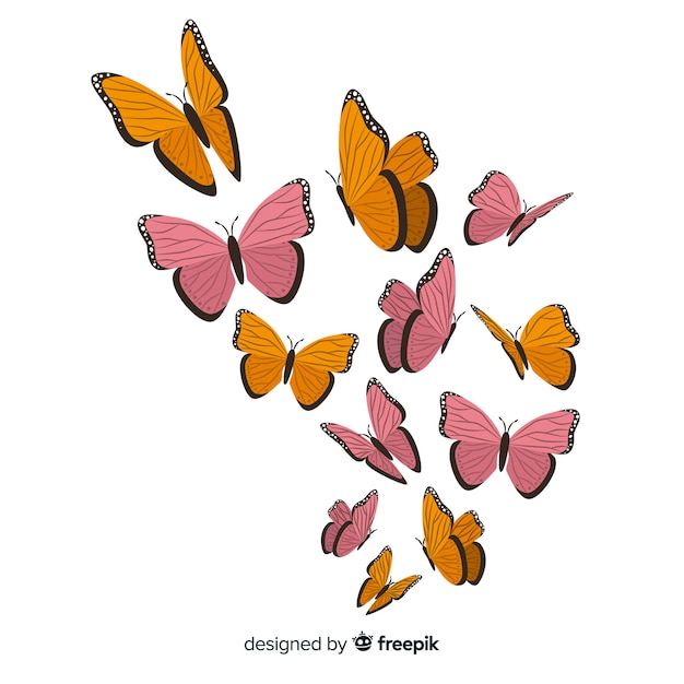 Hand drawn butterfly background