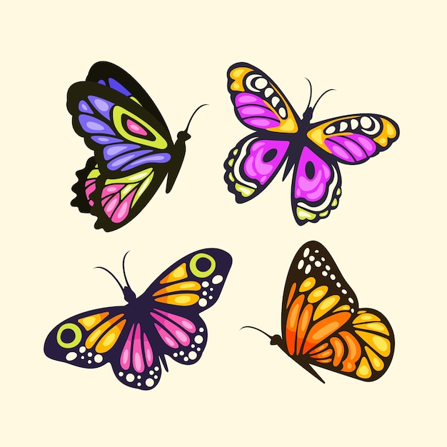 Бесплатное векторное изображение Иллюстрация бабочки, нарисованная вручную