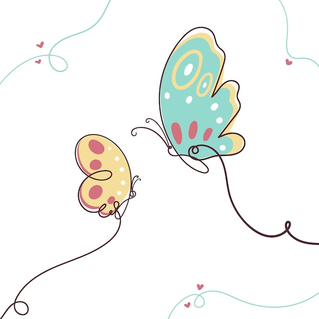 Vettore gratuito sfondo di contorno farfalla disegnata a mano