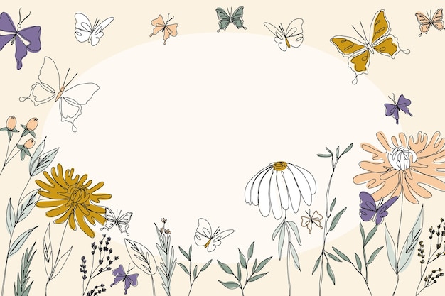 Free vector hand drawn butterfly outline background