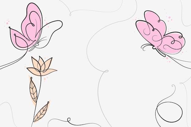 Hand drawn butterfly outline background