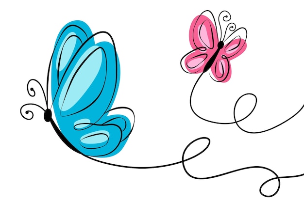 Hand drawn butterfly outline background