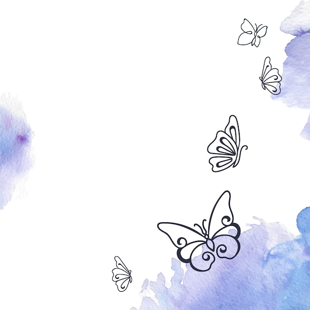 無料ベクター 手描きの蝶の輪郭の背景