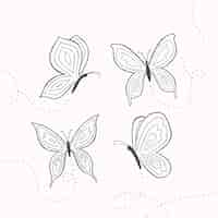 Free vector hand drawn butterfly outline collection