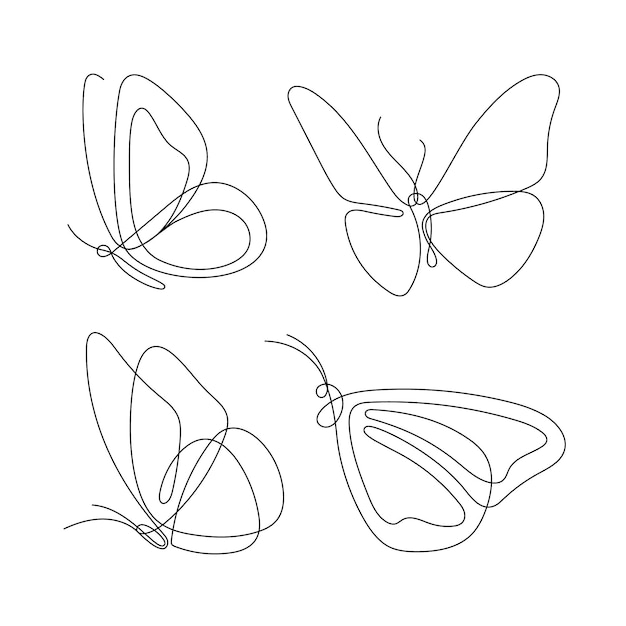 Free vector hand drawn butterfly outline pack