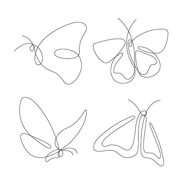 手描きの蝶のアウトラインパック