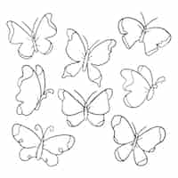 Vettore gratuito pacchetto contorno farfalla disegnata a mano