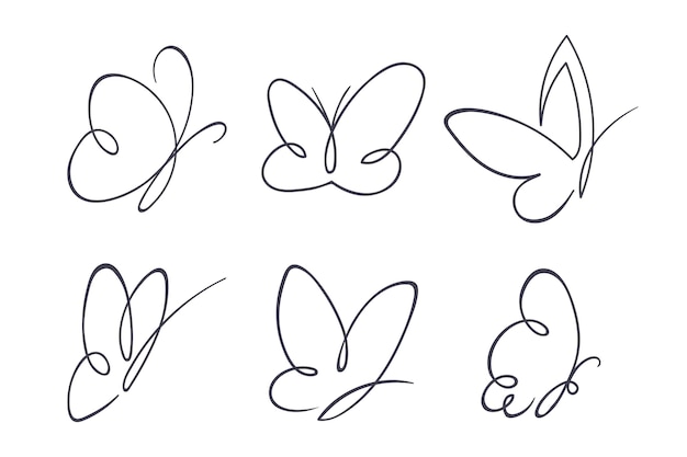 Free vector hand drawn butterfly outline pack