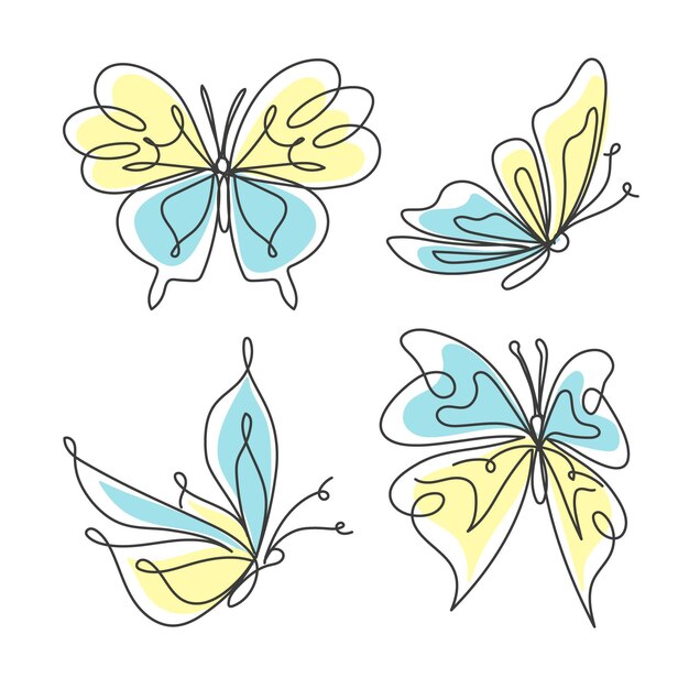 Hand drawn butterfly outline pack