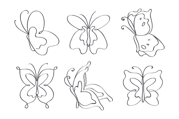 Free vector hand drawn butterfly outline set