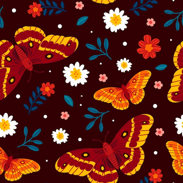 Hand drawn butterfly pattern design