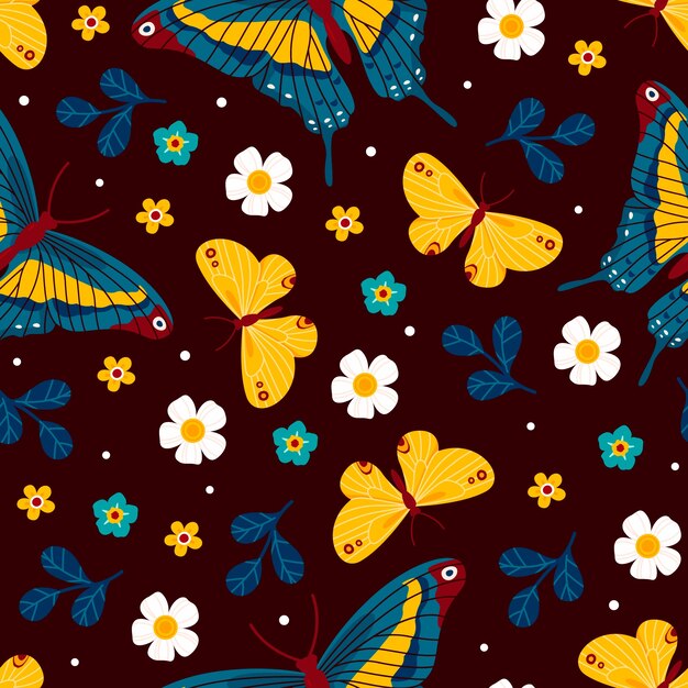 Hand drawn butterfly pattern design