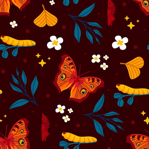 손으로 그린 나비 패턴 디자인