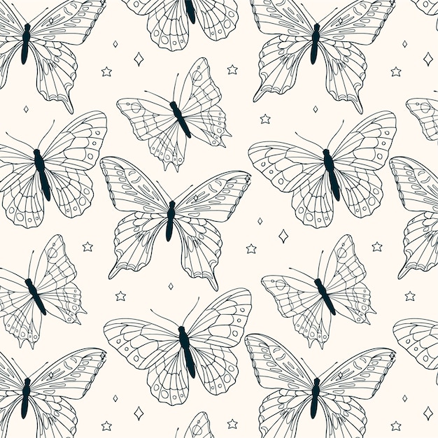 Free vector hand drawn butterfly pattern design