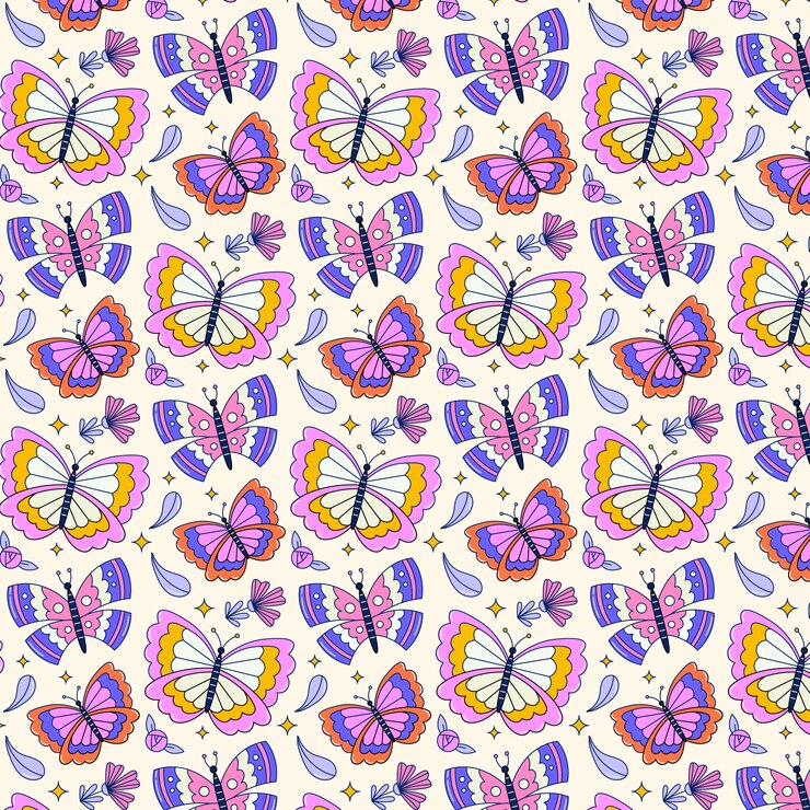 Free Vector hand drawn butterfly pattern design