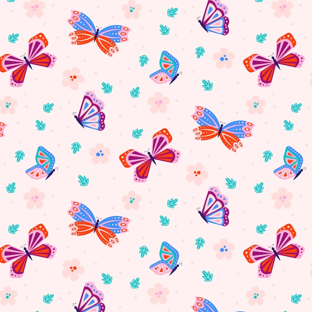Free Vector hand drawn butterfly pattern design