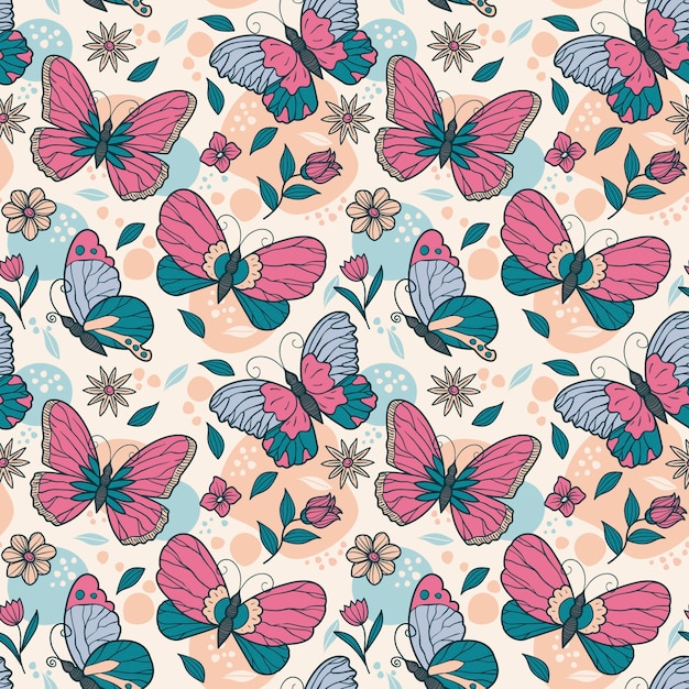 Free vector hand drawn butterfly pattern illustration
