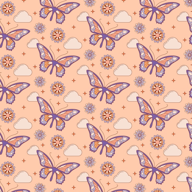 Hand drawn butterfly pattern illustration