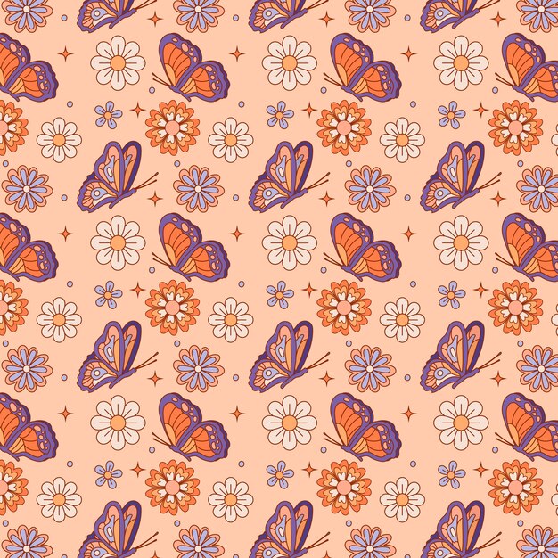 Hand drawn butterfly pattern illustration