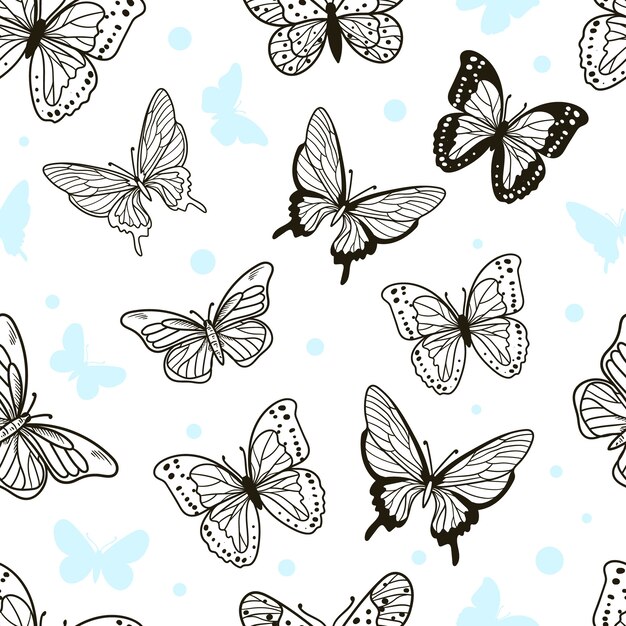 手描きの蝶のパターン