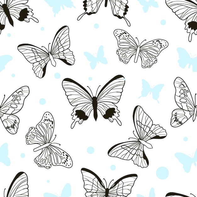 Free vector hand drawn butterfly pattern