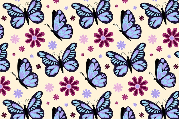 Free vector hand drawn butterfly pattern