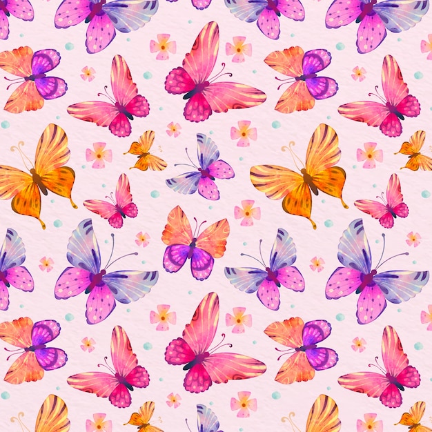無料ベクター 手描きの蝶のパターン