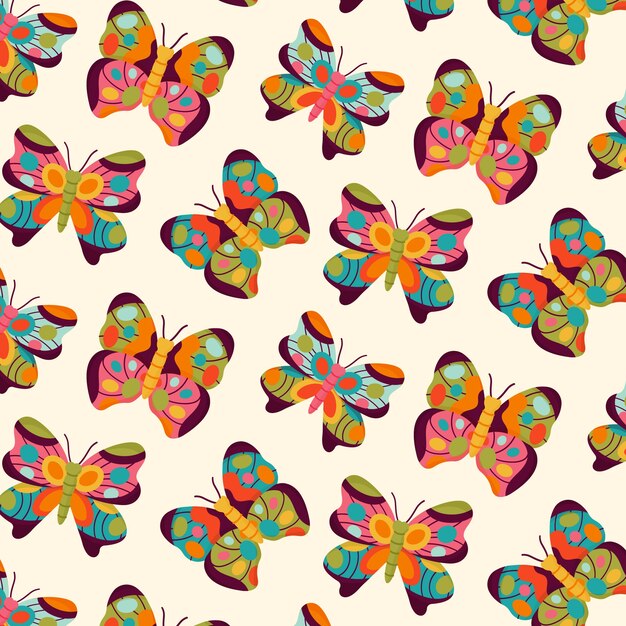 손으로 그린 나비 패턴