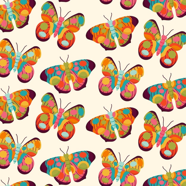 Hand drawn butterfly pattern