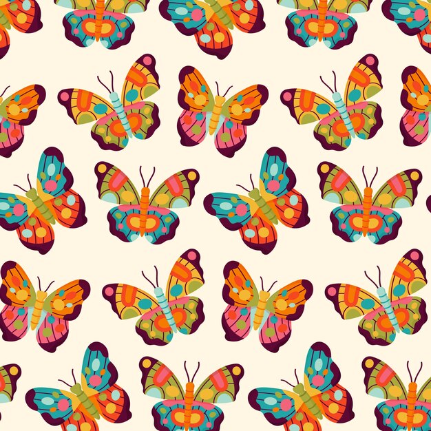 Hand drawn butterfly pattern