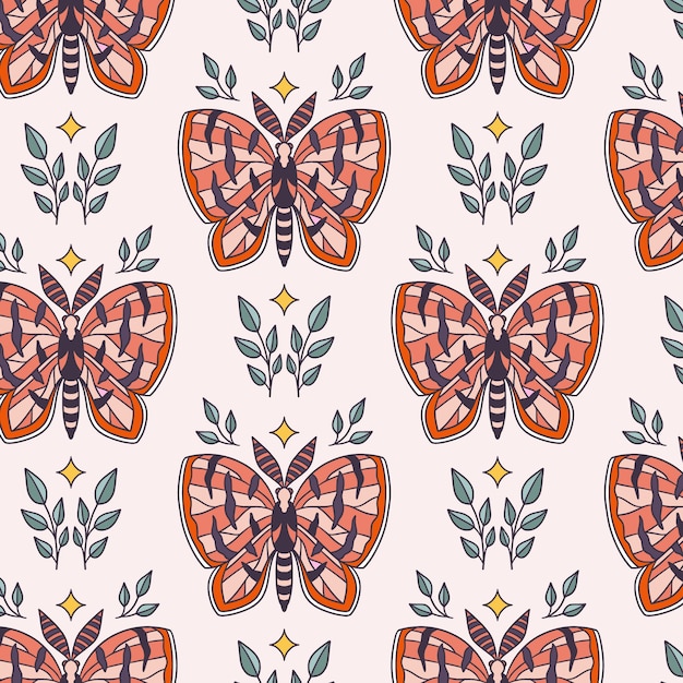 Free vector hand drawn butterfly pattern