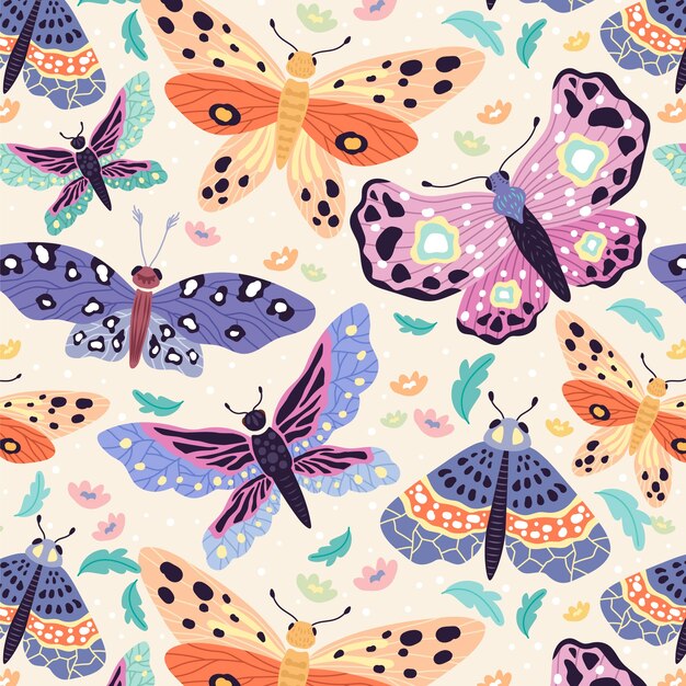 Hand drawn butterfly pattern