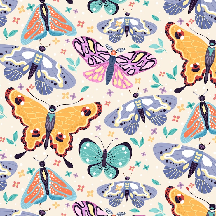 Free Vector hand drawn butterfly pattern