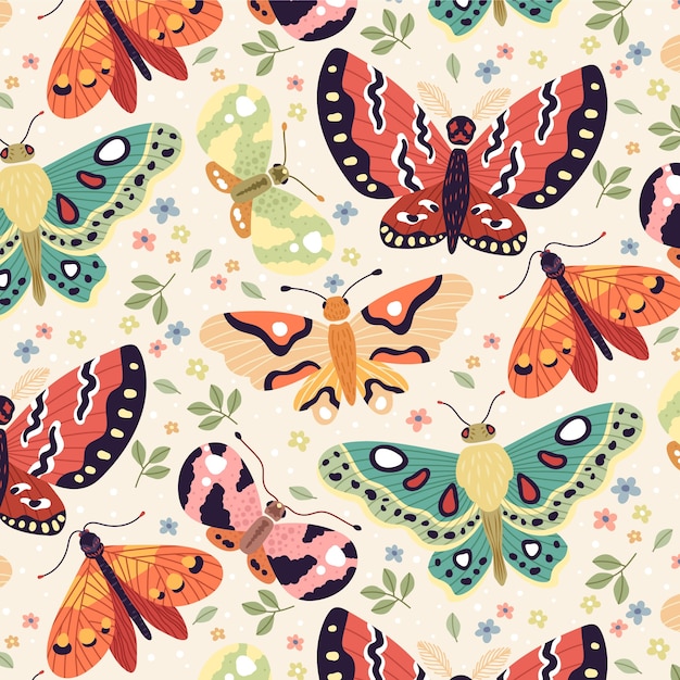Hand drawn butterfly pattern