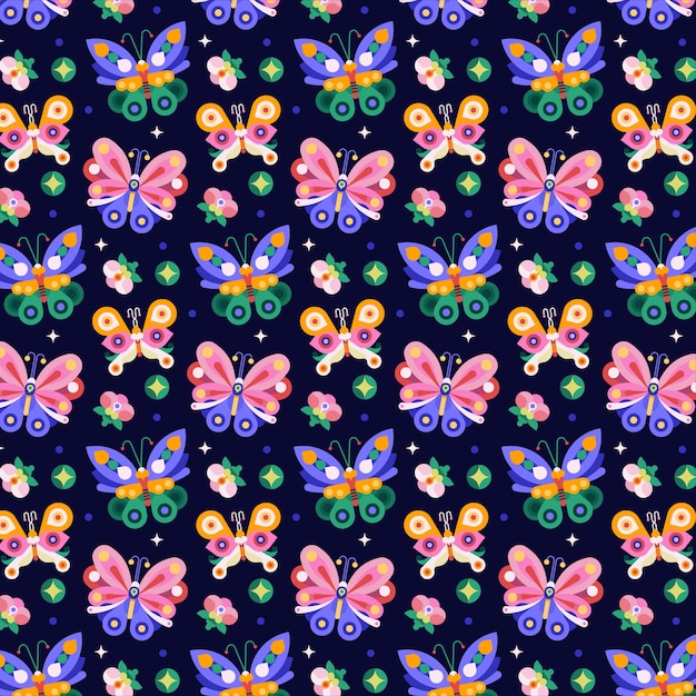 Free vector hand drawn butterfly  pattern