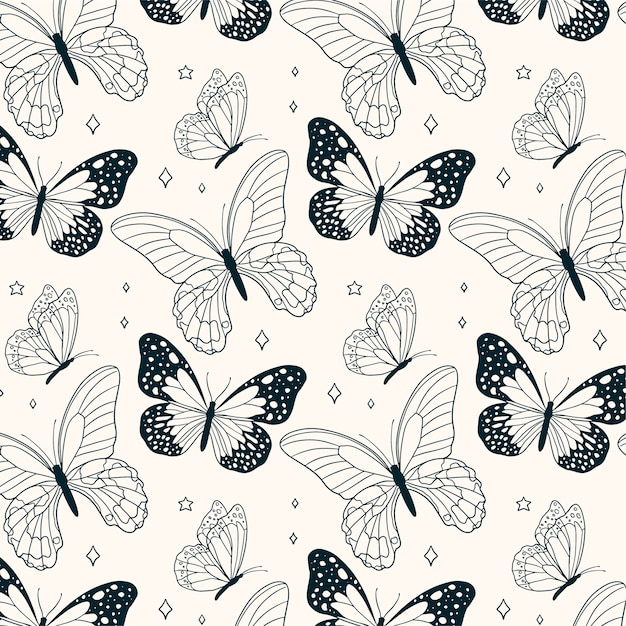 Free vector hand drawn butterfly pattern