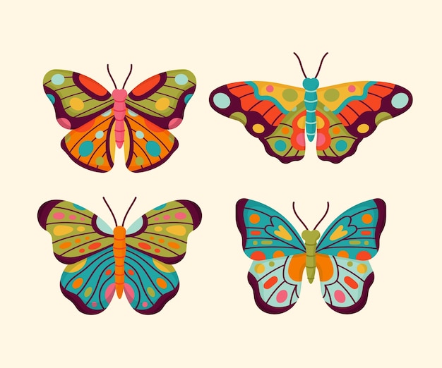 Hand drawn butterfly set design