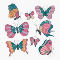 Free vector hand drawn butterfly set design