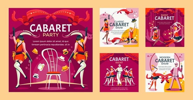 Free vector hand drawn cabaret instagram posts