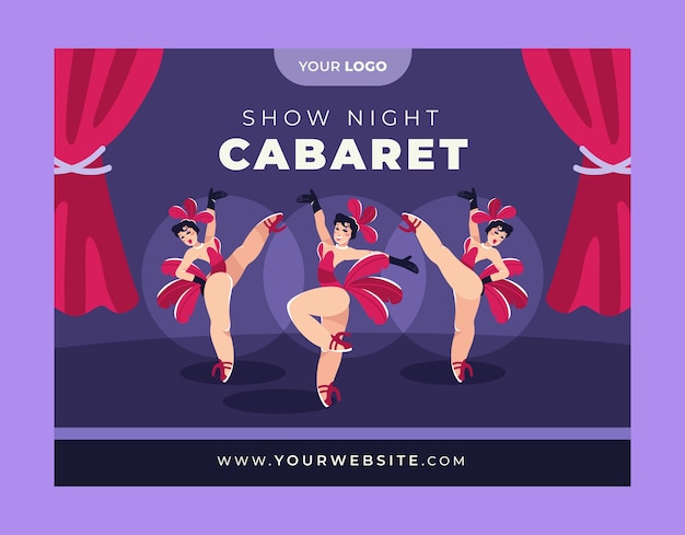 hand drawn cabaret photocall template with dancers