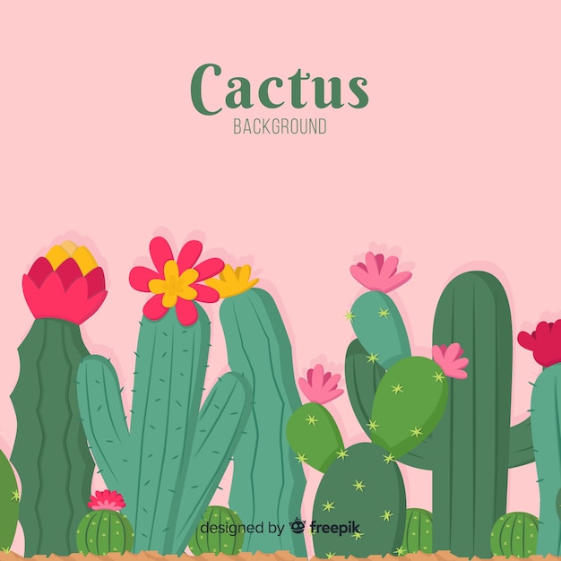 Free vector hand drawn cactus background