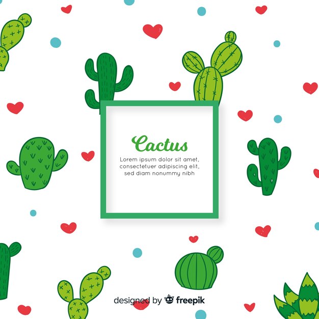 Vettore gratuito sfondo di cactus disegnato a mano