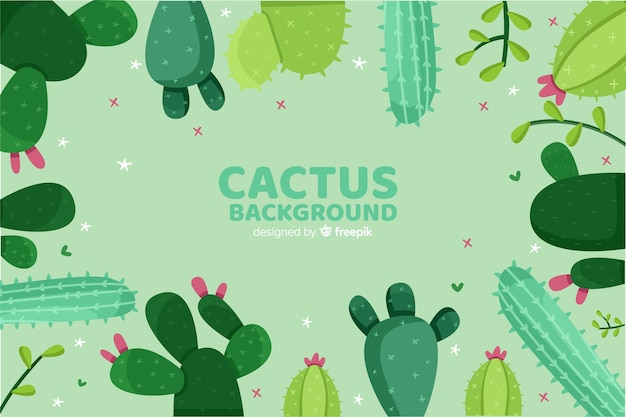 Sfondo di cactus disegnato a mano