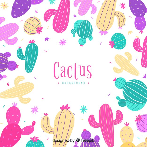 Hand drawn cactus background